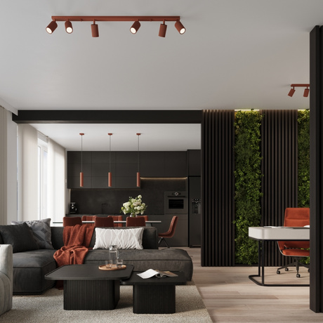 Lampă suspendată KARBON 1 roșu ocru