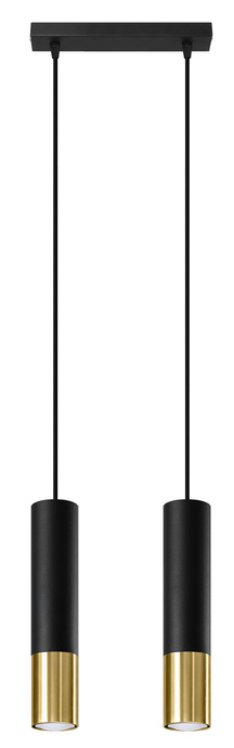 LOOPEZ 2 negru / aur lampă suspendată + 2x GU-10 3000K cald 7W bec LED 620lm