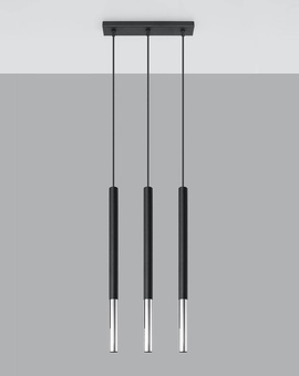 Lampă suspendată MOZAICA 3L negru/cromo + 3x bec LED G9 4000K Cold 4,5W 530lm