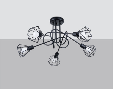 Candelabru ARTEMIS 5S negru + 5x bec LED E14 4000K rece 7.5W 680lm