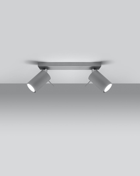 Plafonieră RING 2 gri + 2x bec LED GU-10 4000K rece 7W 630lm
