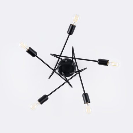 Candelabru SUPEŁ 5 negru + 5X bec LED E27 3000K 7W 760lm