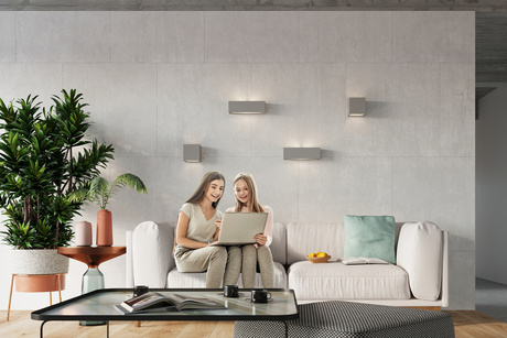 Aplică ceramică LEO gri + 1x bec LED E27 4000K rece 7.5W 650lm