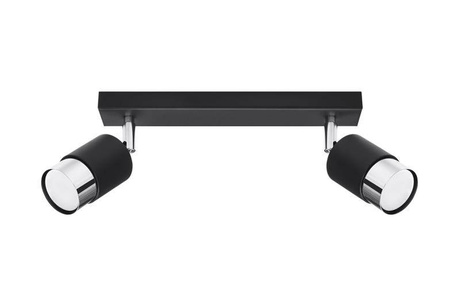 Plafonieră NERO 2 negru/cromo + 2x bec LED GU-10 4000K Cold 7W 630lm