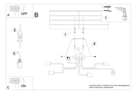 Candelabru VECTOR 6 negru + 6X bec LED E27 3000K 7W 760lm