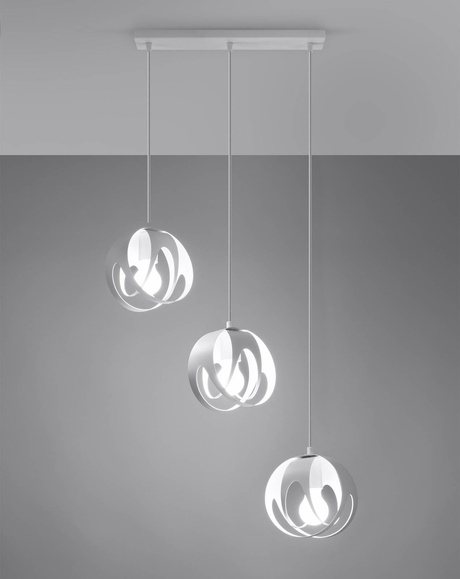 TULOS 3L lampă suspendată albă + 3x bec LED E27 3000K Warm 7.5W 620lm