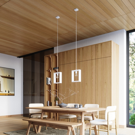 ARIES lampă suspendată alb + 1x bec LED E27 4000K rece 7,5W 690lm