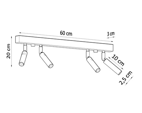 Plafonieră EYETECH 4 negru + 4x bec LED G9 4000K Cold 4.5W 530lm