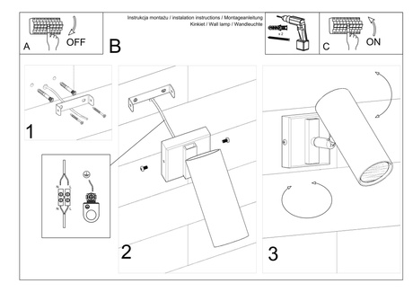 DIREZIONE lampă de perete alb + 1x bec LED GU-10 4000K rece 7W 630lm