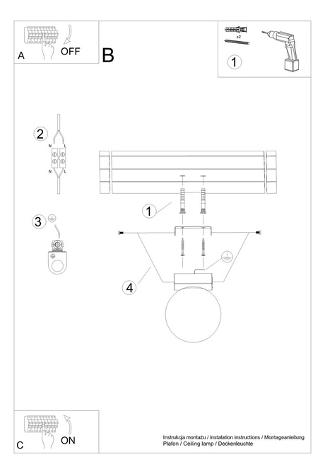 Plafonieră YOLI 1 alb + 1x bec LED G9 3000K cald 4.5W 450lm