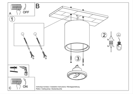 Plafonieră ceramică KALU alb + 1x bec LED GU10 AR111 3000K cald 12W 800lm