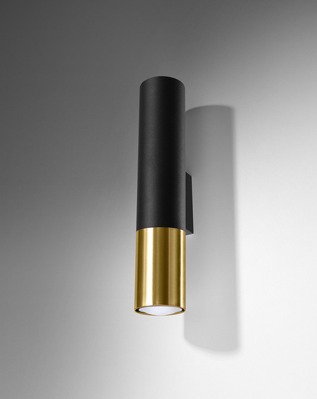 LOOPEZ lampă de perete negru / auriu + 1x bec LED GU-10 4000K rece 7W 630lm