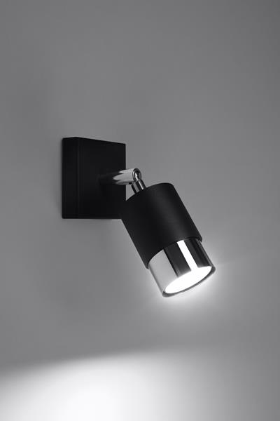 NERO lampă de perete negru / crom + 1x bec LED GU-10 3000K cald 7W 620lm