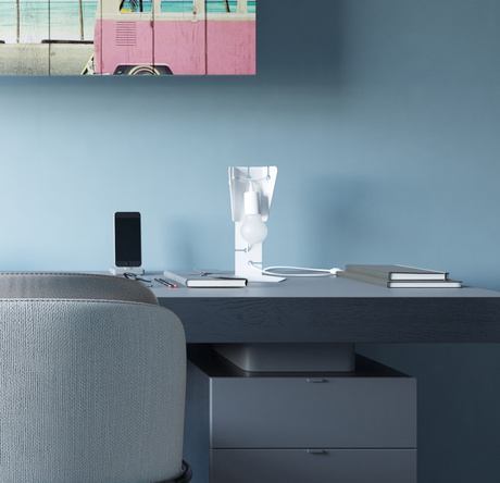 Lampă de birou ARBY alb + 1x bec LED E27 4000K rece 7.5W 650lm