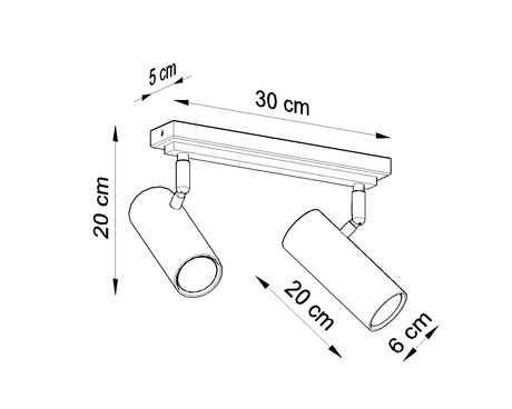 Plafonieră DIREZIONE 2 alb +2x bec LED GU-10 3000K cald 7W 620lm