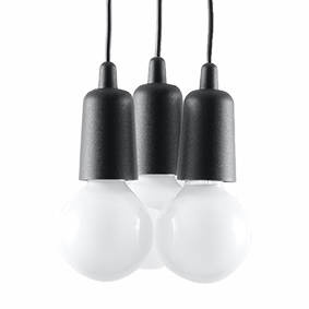 DIEGO 3 lampă suspendată negru + 3x bec LED E27 3000K Warm 7,5W 620lm