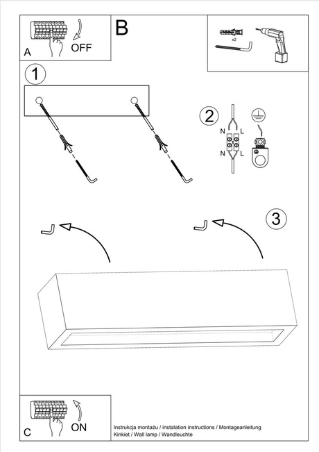 VEGA 50 lampă de perete din beton + 1x bec LED E27 3000K Warm 7.5W 620lm