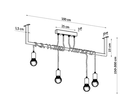 Candelabru SALAMANCA 4 negru + 4x bec LED E27 3000K cald 7.5W 620lm