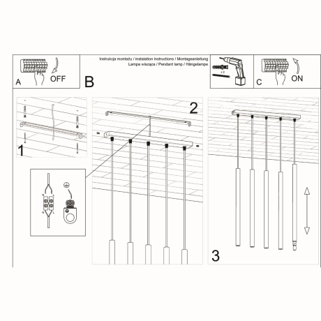 Lampă suspendată PASTELO 5 alb
