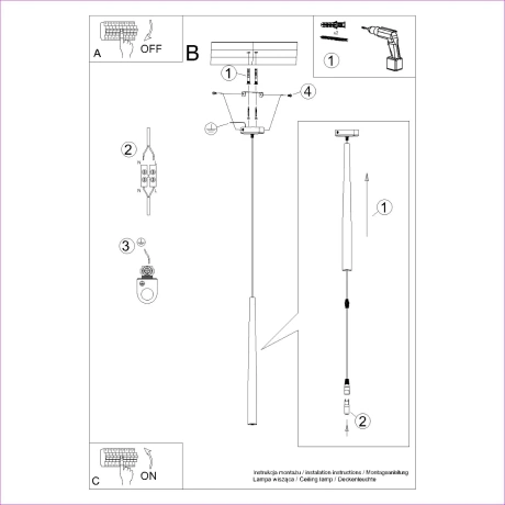 Lampă pedantă BLISS 1 negru