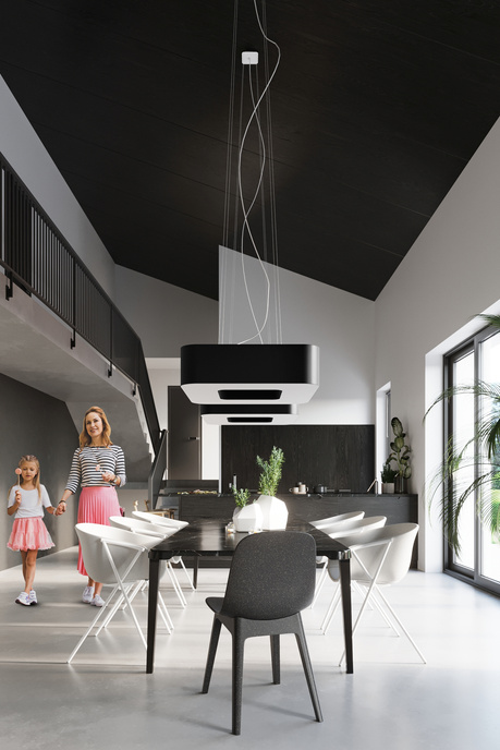 URANO 60 candelabru negru + 8x bec LED E27 3000K cald 7.5W 620lm