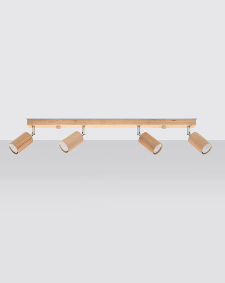 Plafonieră BERG 4 lemn natural + 4x bec LED GU-10 4000K rece 7W 630lm