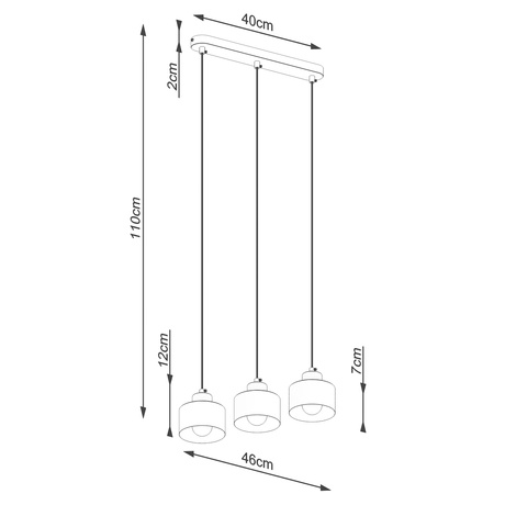SAVAR 3 lampă suspendată negru + 3x bec LED E27 3000K Warm 7,5W 620lm