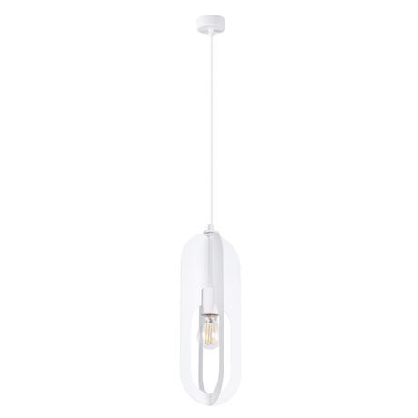 NICUS 1 lampă suspendată alb + 1x bec LED E27 4000K rece 7,5W 690lm