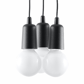 DIEGO 3 lampă suspendată negru + 3x bec LED E27 4000K rece 7,5W 650lm