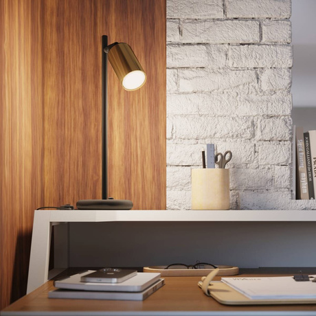 WINX lampă de perete negru / auriu + 1x bec LED GU-10 4000K rece 7W 530lm