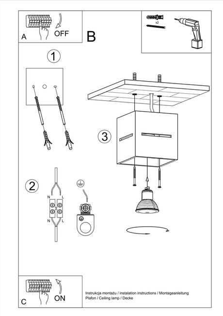 Plafonieră LOBO negru + 1x bec LED G9 3000K Warm 4.5W 510lm