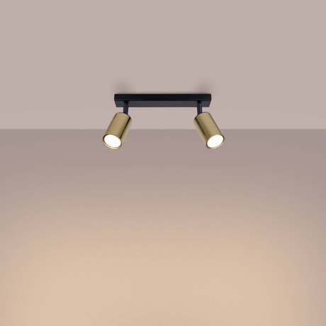 Plafonieră WINX 2 negru / auriu + 2 becuri LED GU-10 3000K Warm 7W 510lm