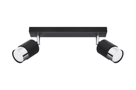 Plafonieră NERO 2 negru/cromo + 2x bec LED GU-10 4000K Cold 7W 630lm