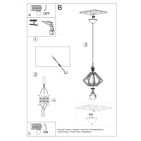 Lampă suspendată POMPELMO lemn natural