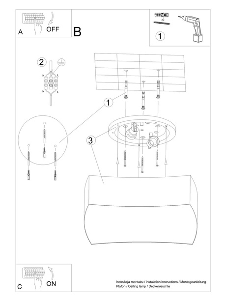 Plafonieră SQUARE 1 alb + 2x bec LED E27 4000K rece 7.5W 650lm