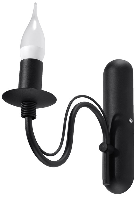 MINERWA lampă de perete negru + 1x bec LED E14 4000K rece 7.5W 650lm