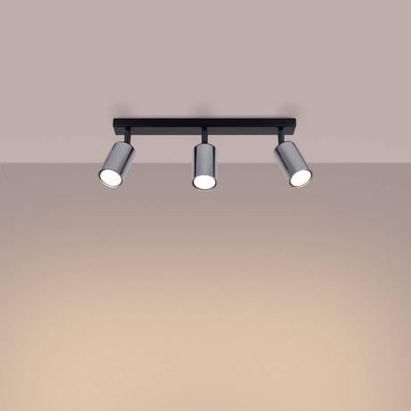 Plafonieră WINX 3 negru/cromo + 3 becuri LED GU-10 4000K Cold 7W 530lm