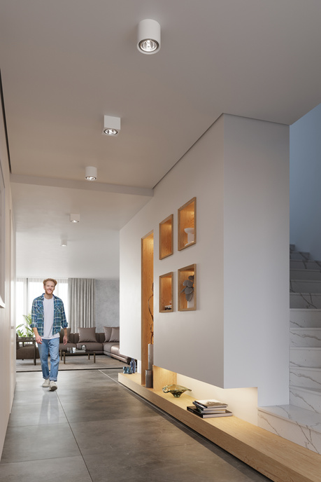 Plafonieră ceramică KALU alb + 1x bec LED GU10 AR111 3000K cald 12W 800lm