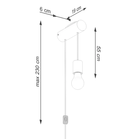 Lampă de perete NIMBI E27 cu întrerupător