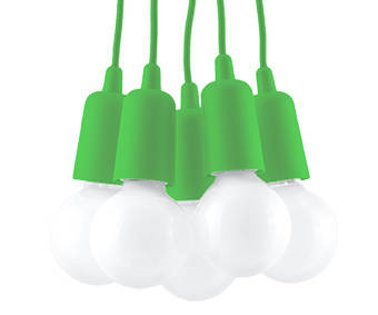 DIEGO 5 lampă suspendată verde + 5x bec LED E27 3000K Warm 7,5W 620lm