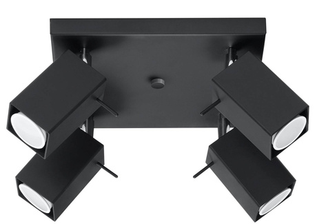 Plafonieră MERIDA 4 negru + 4x bec LED GU-10 3000K Warm 7W 620lm