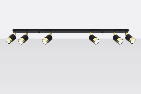 Plafonieră NERO 6 negru/gold + 6x bec LED GU-10 3000K Warm 7W 620lm