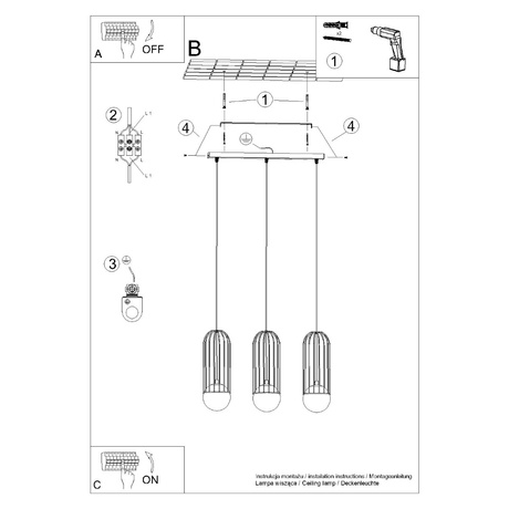 BRINA 3L lampă suspendată albă + 3x bec LED G9 4000K Cold 4.5W 460lm