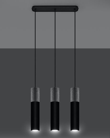 Lampă suspendată BORGIO 3 negru + 3x bec LED GU-10 3000K Warm 7W 620lm