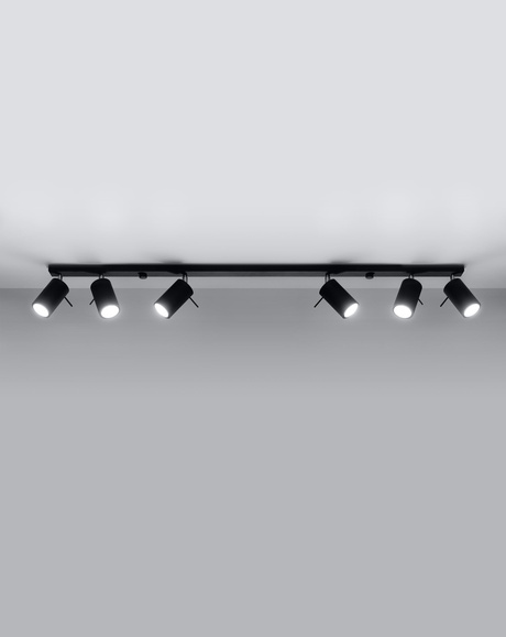 Plafonieră RING 6L negru + 6x bec LED GU-10 4000K Cold 7W 630lm