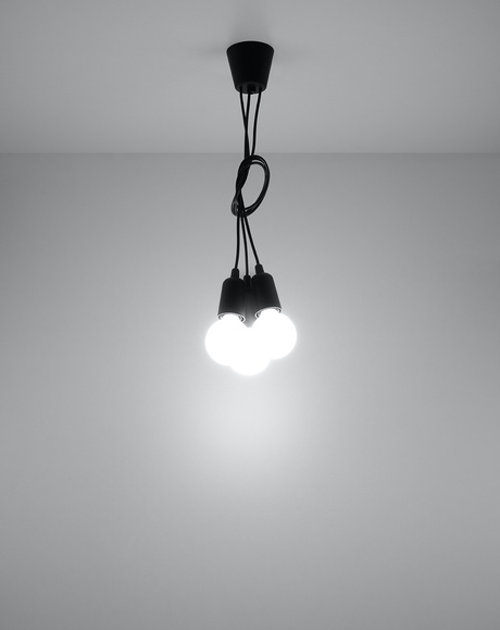 DIEGO 3 lampă suspendată negru + 3x bec LED E27 4000K rece 7,5W 650lm