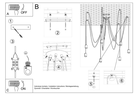 EDISON 7 lampă suspendată negru + 7x bec LED E27 3000K Warm 7,5W 620lm