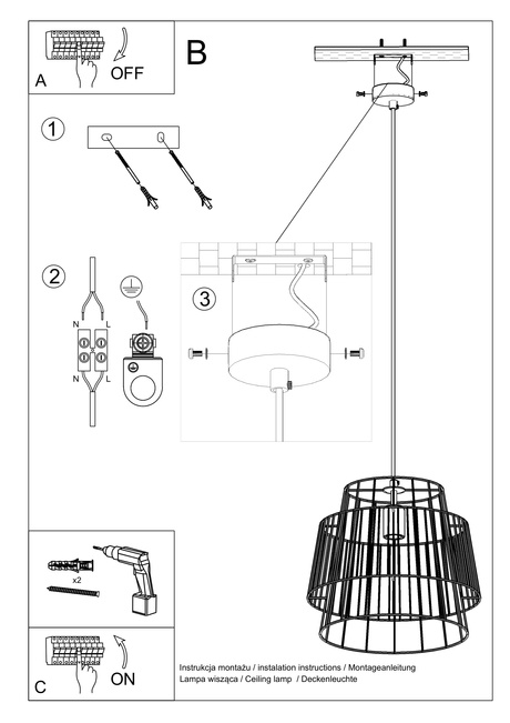 GATE lampă suspendată alb + 1x bec LED E27 3000K cald 7.5W 620lm