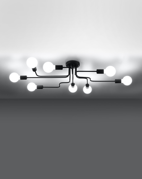 Candelabru VECTOR 8 negru + 8x bec LED E27 4000K rece 7.5W 650lm