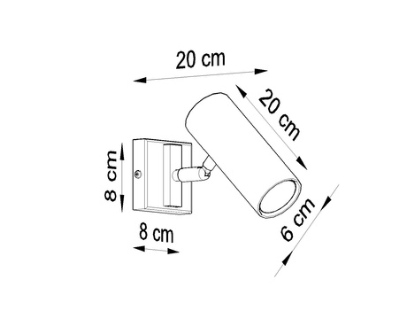 DIREZIONE lampă de perete negru + 1x bec LED GU-10 4000K rece 7W 630lm